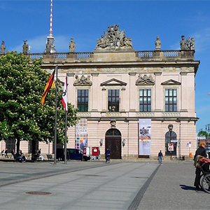 Historical Berlin building with facade decor