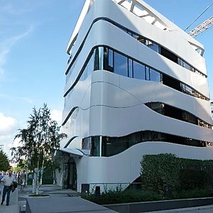 Modern white glass building in Berlin