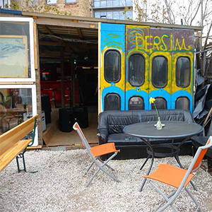 Berlin shabby chic backyard bar location