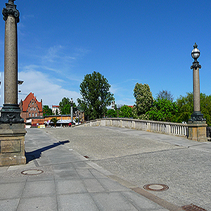 Bridge cobblestone city square location historic Berlin