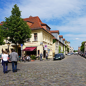 Small town street cafe location Berlin-Potsdam